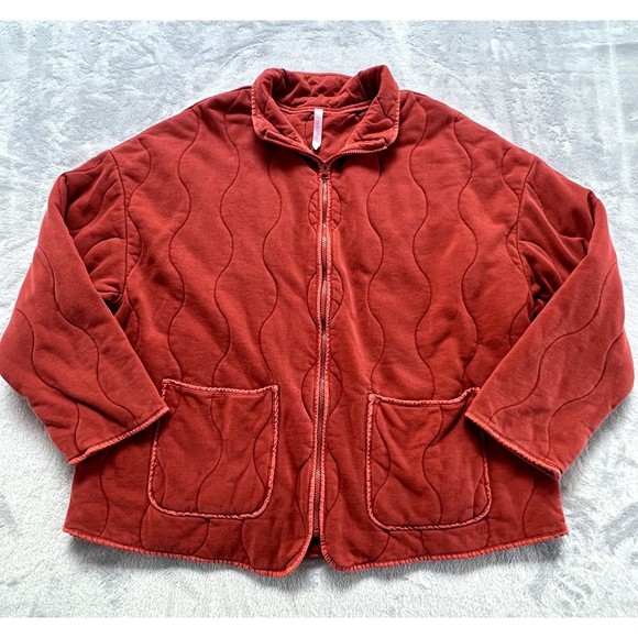 Fabletics Jackets & Blazers - Fabletics Jacket‎ Womens 3X Orange Tedi Quilted Collar Full Zip Pockets Cotton